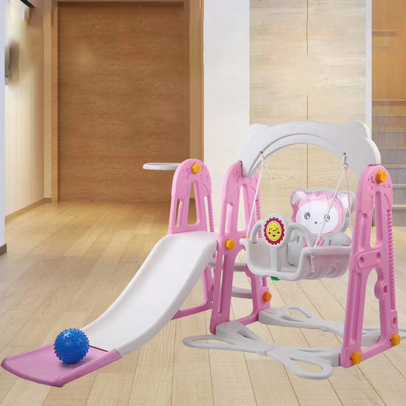 Latest 3-in-1 Indoor Large Combination Baby Swing and Slide Set Soft Features Super Cheap for Home Amusement Park