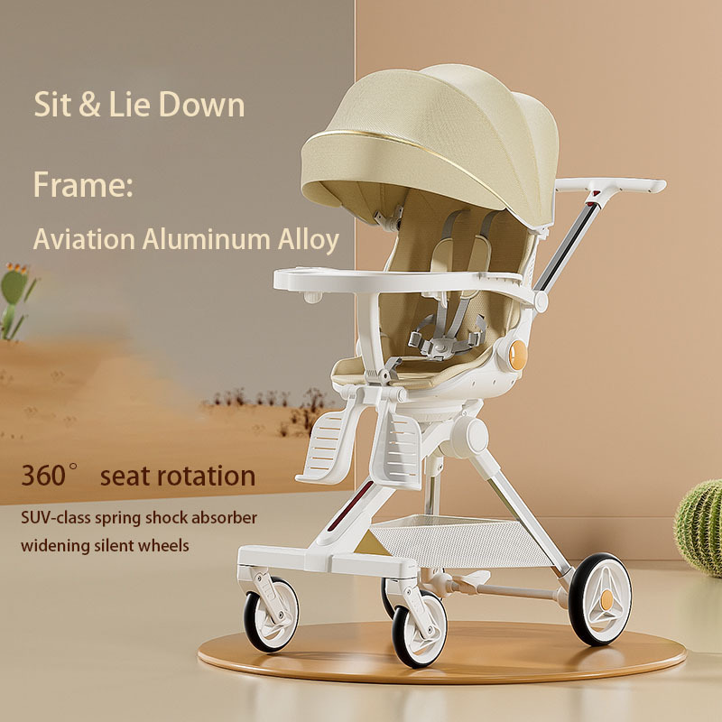 2024 The latest baby stroller folding aluminum shading two directions can sit or lie high landscape four-wheeled stroller