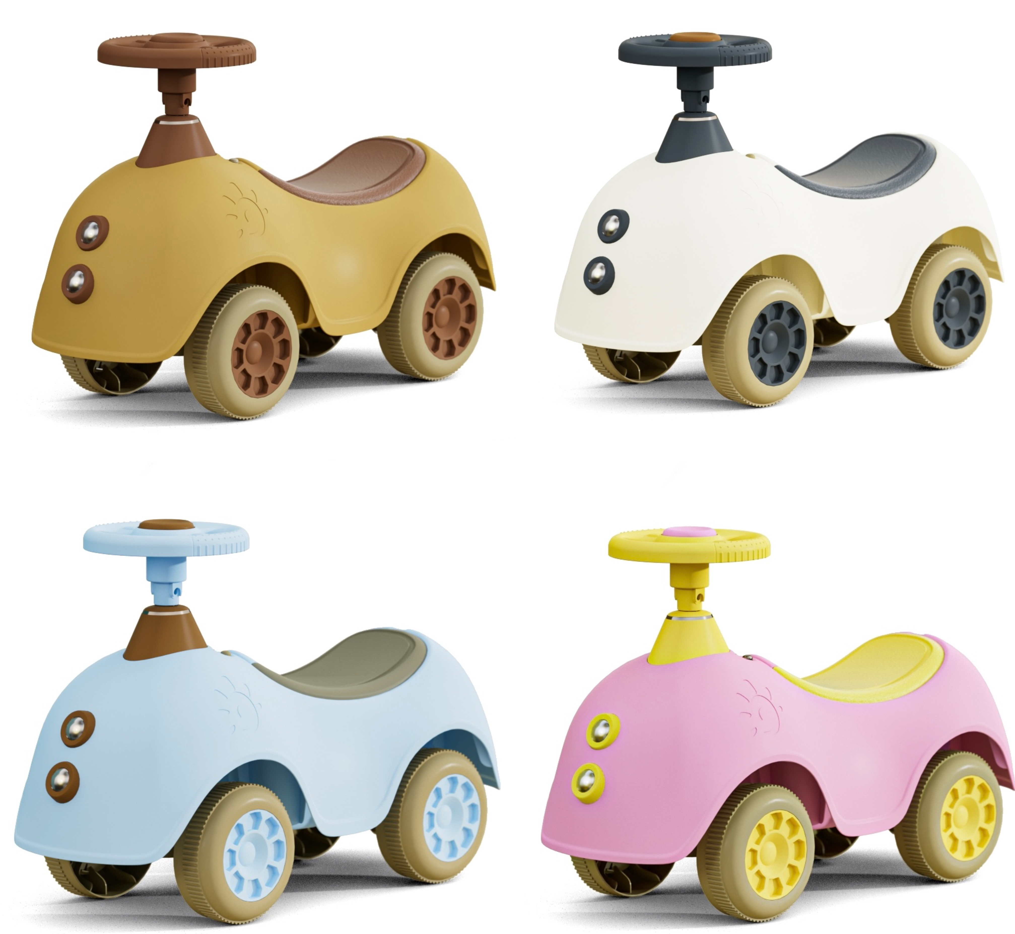 Simple Style No Pedals Girls And Boys Baby Ride Car Music Light Kids Toy Four Wheels Push Sliding On Cars For 1-6 Years Old