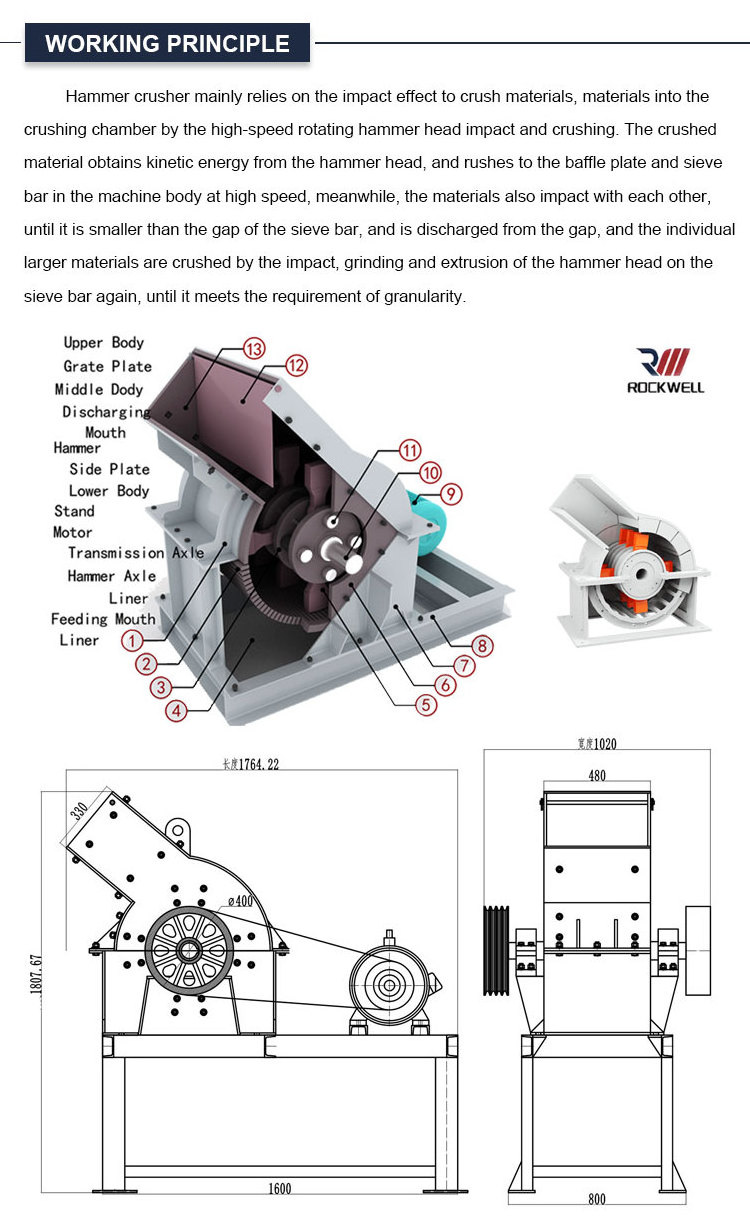 PC400x600 Electric / Diesel Engine Mill Ore Crusher Quarry Stone Mining Hammer Crusher for Sale