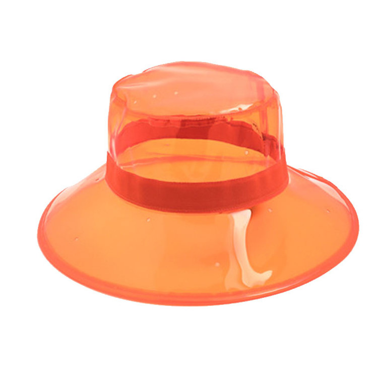 adult folding rain bucket hat Transparent waterproof plastic pvc rain hat