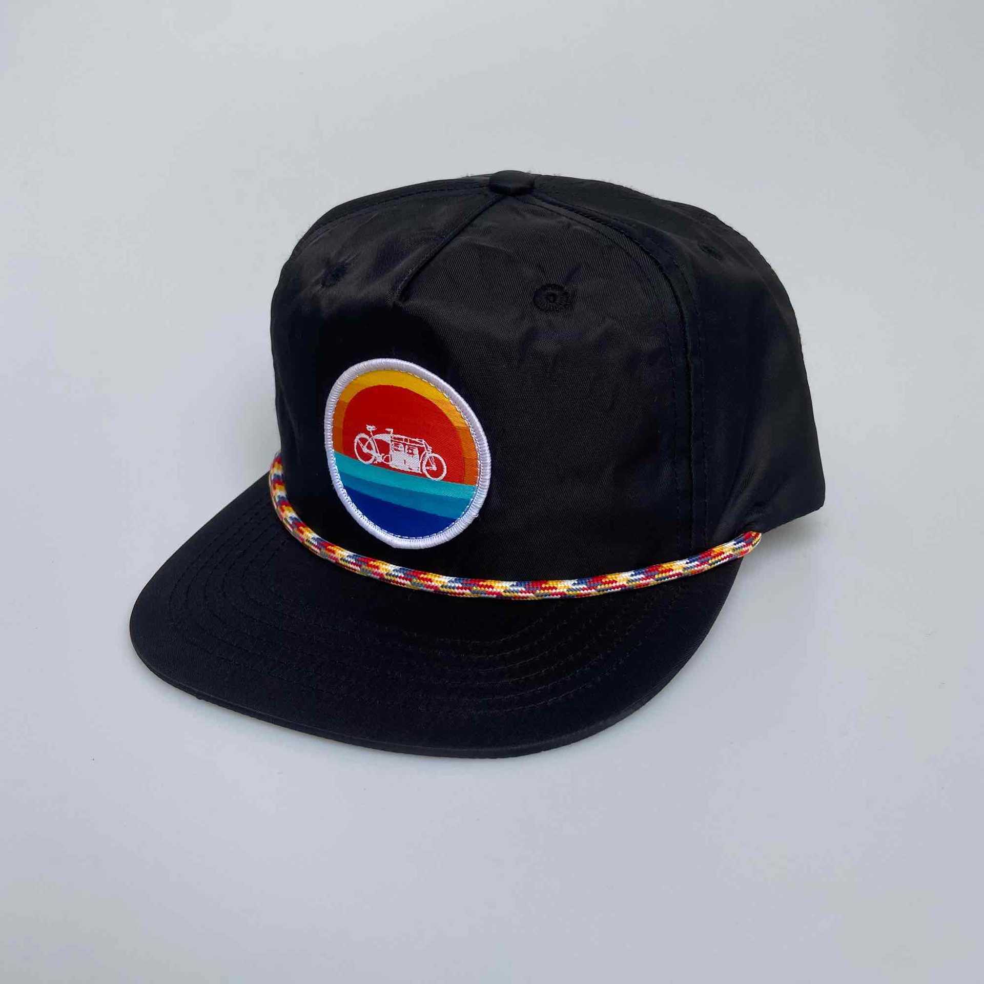 Wholesale Custom Black Patch Logo 5 Panel Satin Hat Unstructured l Gorra Snapback Cap With String Rope