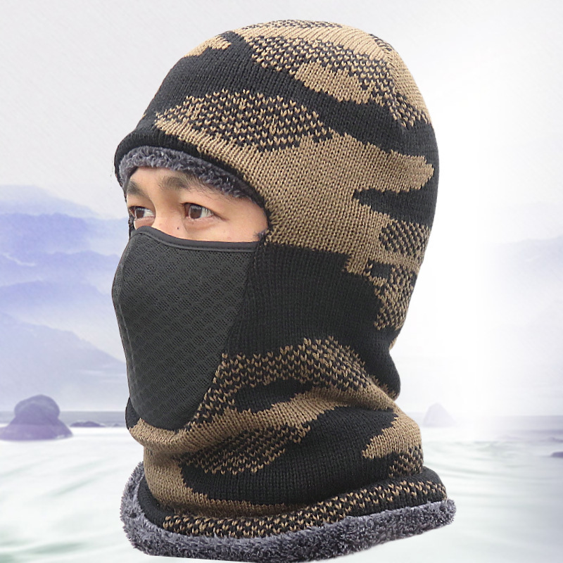 Wholesale Knitted Full Face Mask 1/2/3 Hole Custom Ski Mask With Embroidery Logo Camo Ski mask Balaclava