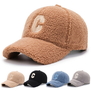 Wholesale Custom Logo Embroidered Baseball Hats For Men Women Vintage Fur Sherpa Luxury Berber Fleece CashmereBaseball Hat Cap