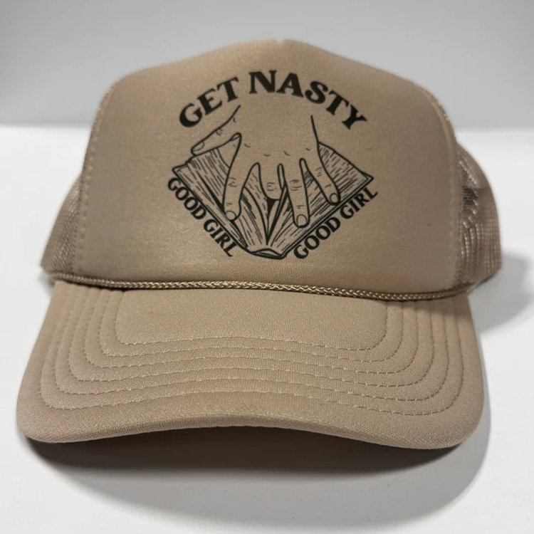 Wholesale High Quality Print Embroidery Custom Logo 5 Panel Rope Mesh Camo Foam Trucker Hat Cap