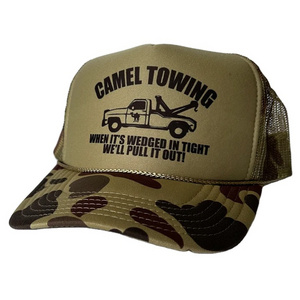 Wholesale High Quality Print Embroidery Custom Logo 5 Panel Rope Mesh Camo Foam Trucker Hat Cap