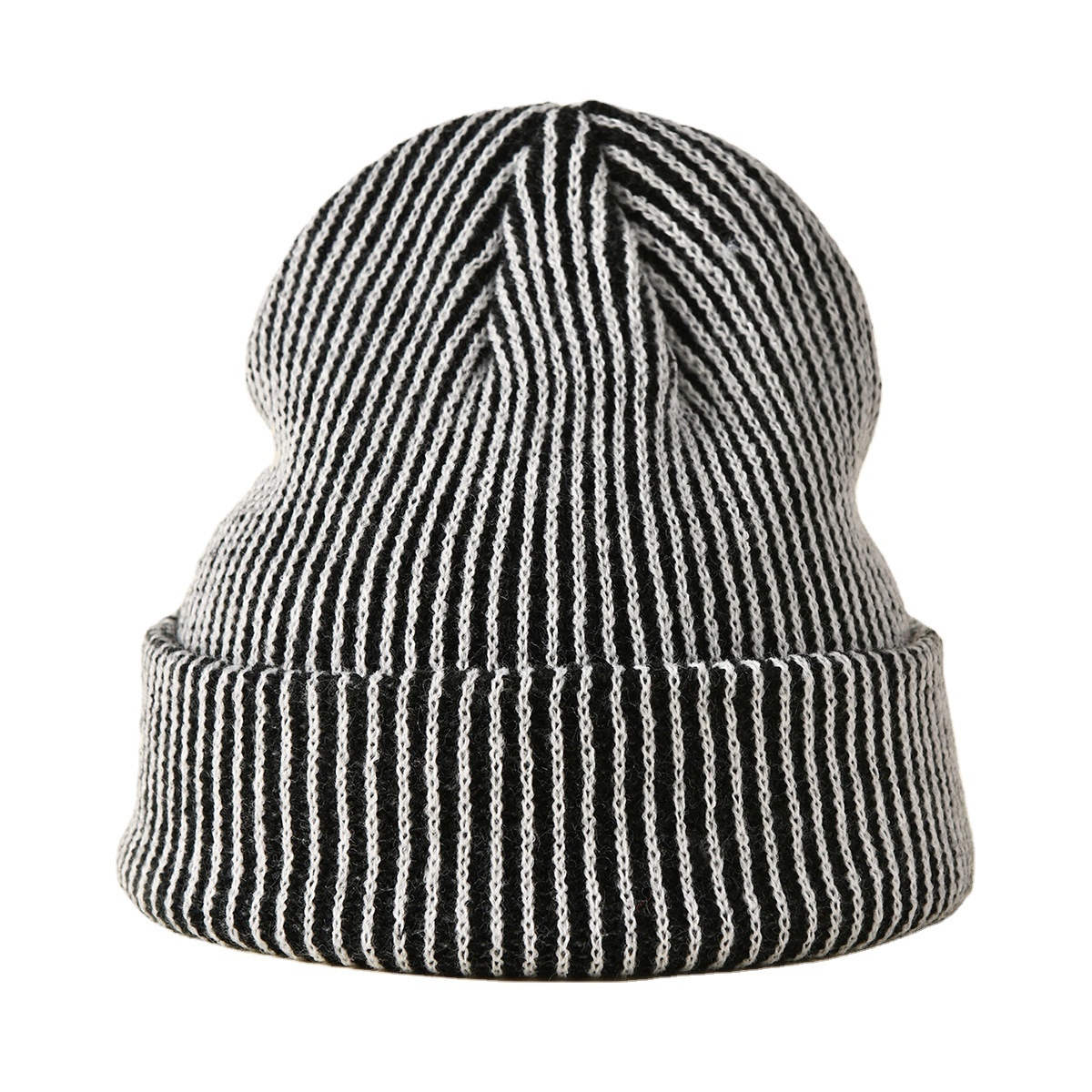 Winter Outdoor Woolen Acrylic Riding Hat Ear Protection Warm Plain Color Unisex Cuff Brimmed Striped Beanies