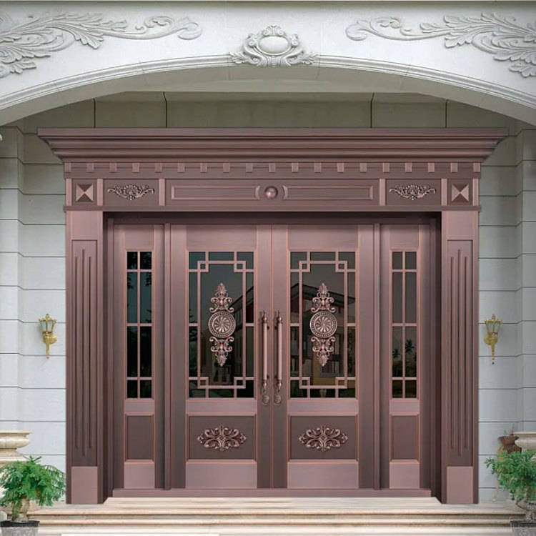 Carved Double Metal Security Exterior Security Steel Double-Layer Door Villa Gate