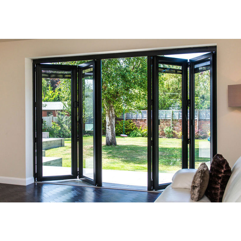 Exterior Folding Glass Door Balcony  Sunroom Sliding Bi fold Door Office Glass Partition  Wall Soundproof Accordion Door