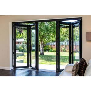 Exterior Folding Glass Door Balcony  Sunroom Sliding Bi fold Door Office Glass Partition  Wall Soundproof Accordion Door