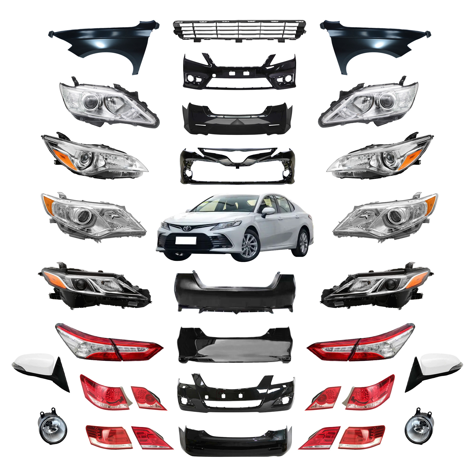 Wholesale Custom Toyota Auto Body System Headlight Taillight Front Bumpers Body Kit for Toyota Camry