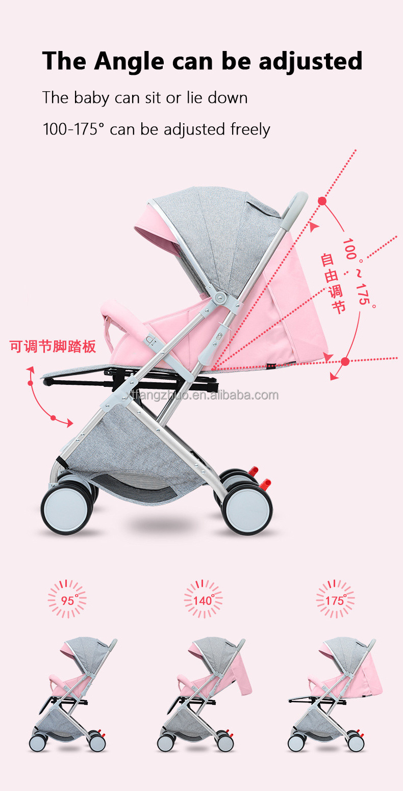 2019 Factory Wholesale Lightweight Multifunctional Baby Stroller with Sunshade Canopy Umbrella Baby Pram