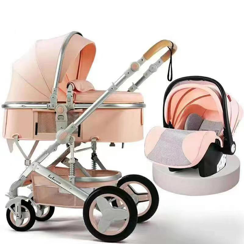 High quality stroller Luxury compact Baby Stroller 3 in 1 Folding bi-directional stroller baby doll pram china with car seat