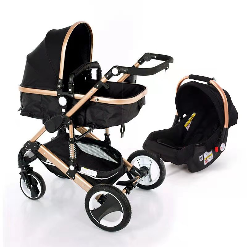 High quality stroller Luxury compact Baby Stroller 3 in 1 Folding bi-directional stroller baby doll pram china with car seat