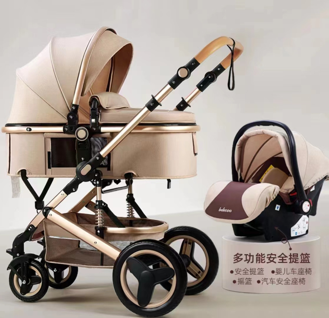 High quality stroller Luxury compact Baby Stroller 3 in 1 Folding bi-directional stroller baby doll pram china with car seat