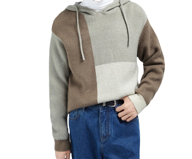 Custom OEM & ODM Long Sleeve Knit hooded Cardigan Sweaters Crew neck men clothes fashion knitted hood sweater man