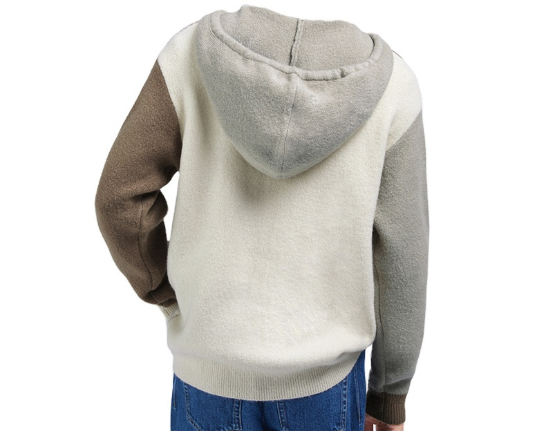 Custom OEM & ODM Long Sleeve Knit hooded Cardigan Sweaters Crew neck men clothes fashion knitted hood sweater man