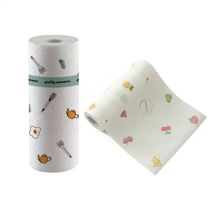 Reusable kitchen rags lazy rags washable kitchen paper thickened wet and dry printed Dish cloth Towels Kitchen Cleaning Supply