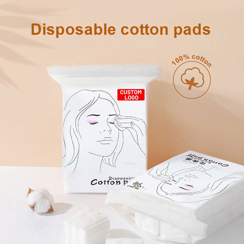 OEM Disposable Square Cotton Pads Facial Make Up Remover Wipes 3 Layers Cosmetic Cotton Pads with high quality