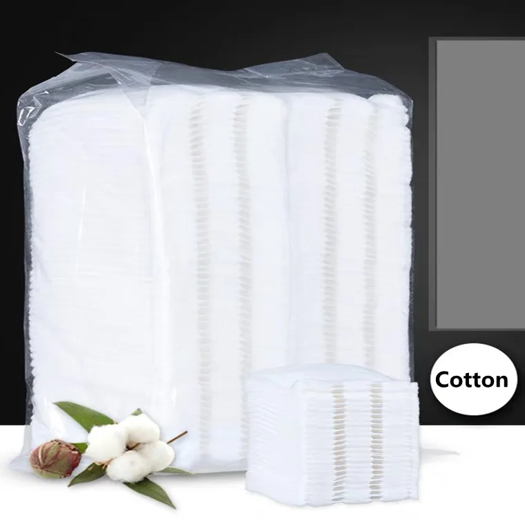 OEM Disposable Square Cotton Pads Facial Make Up Remover Wipes 3 Layers Cosmetic Cotton Pads with high quality