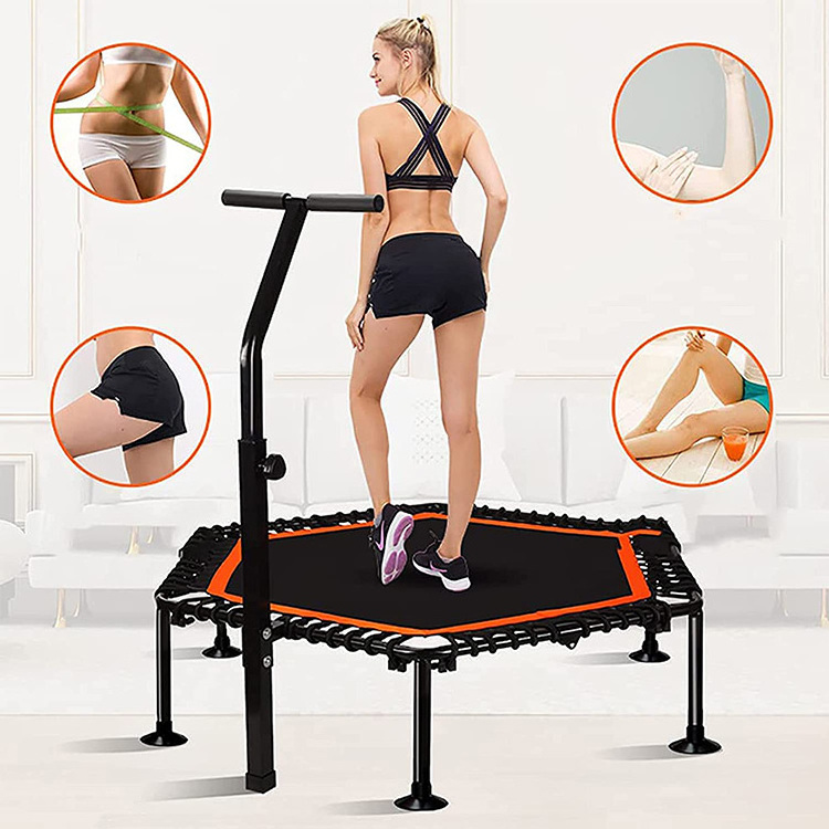 Superior Quality 55 inch Folding Trampoline Fitness Hexagonal Trampoline With Handle Bar