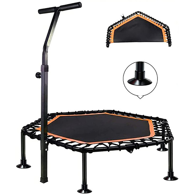 Superior Quality 55 inch Folding Trampoline Fitness Hexagonal Trampoline With Handle Bar