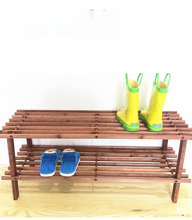 Wooden modern indoor stackable shoe rack with storage cabinet 3-layer bamboo shoe rack