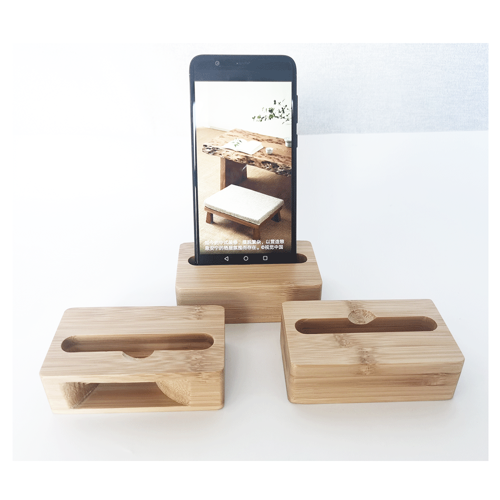 Wholesale Multifunction Natural Bamboo Wood Lazy Cell Smart Mobile Mount Stand  Phone Holder