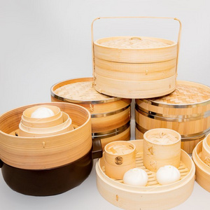 10cm 13cm 15cm Small Bamboo Steamer Snack Steamer Basket Set Dumpling Steamer Food Cooking Tools