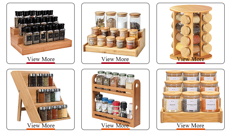 2 tier countertop rotating bamboo wooden spice rack drawer organizer storage kitchen cabinet with jar