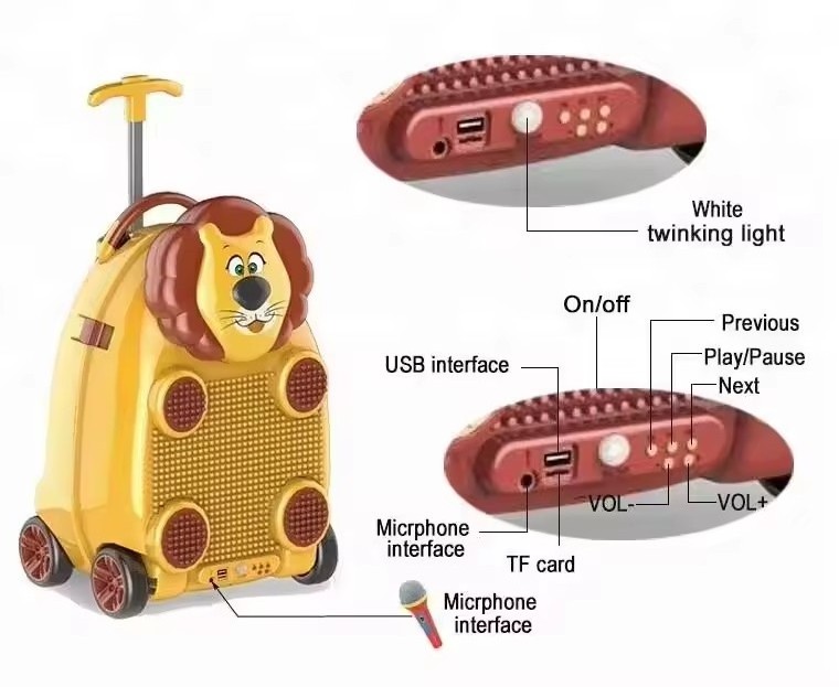 Wholesale cart children's luggage with remote control toys Cartoon children's suitcase mini suitcase