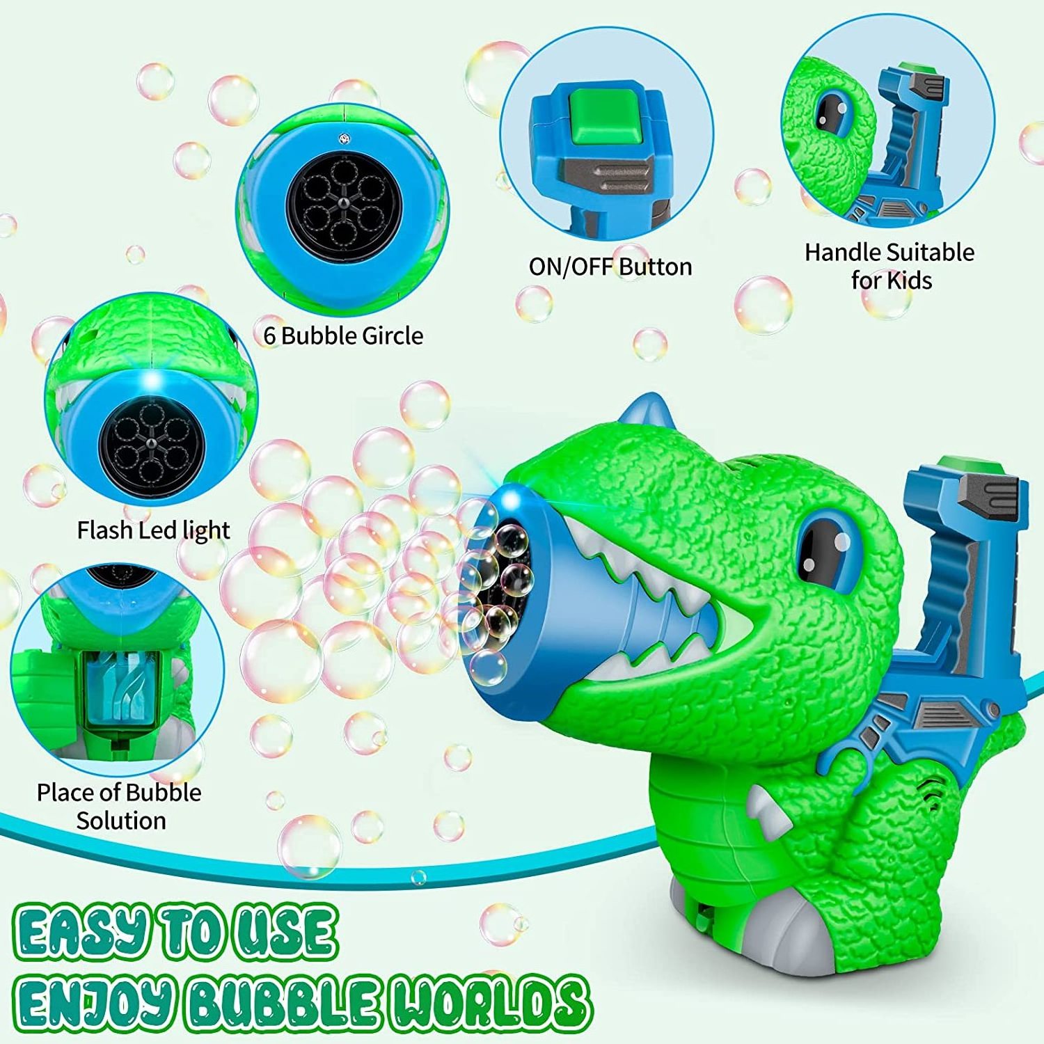 Hot Sale Indoor & Outdoors toy Soap Bubble Machine Electrical Cute Dinosaur Bubble gun for kids toddlers