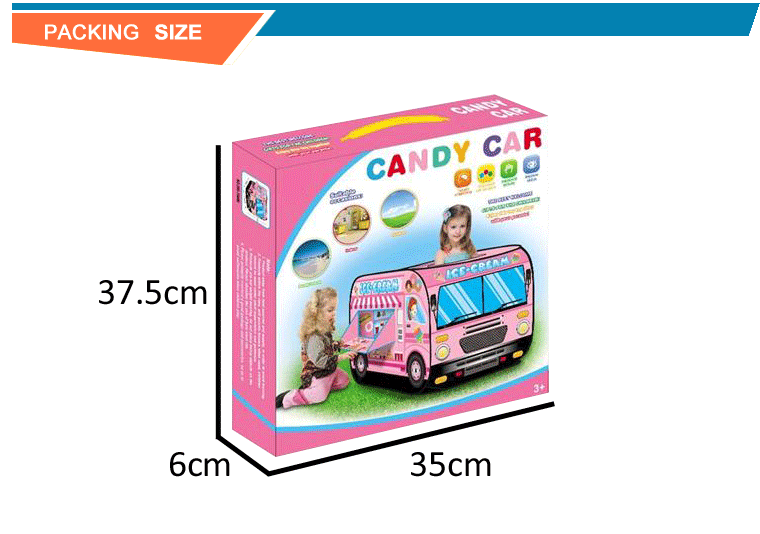 Indoor Kids Pretend Play Tent Ice Cream Truck Police Car Fire Truck Play House Pop Up Toys Tent for Kids Boys & Girls