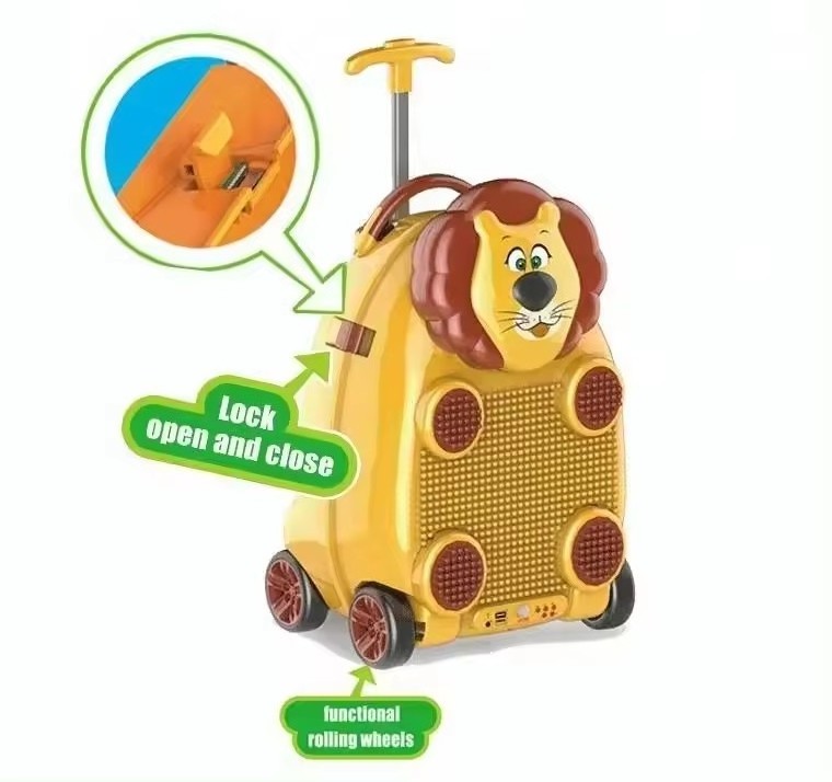 Wholesale cart children's luggage with remote control toys Cartoon children's suitcase mini suitcase