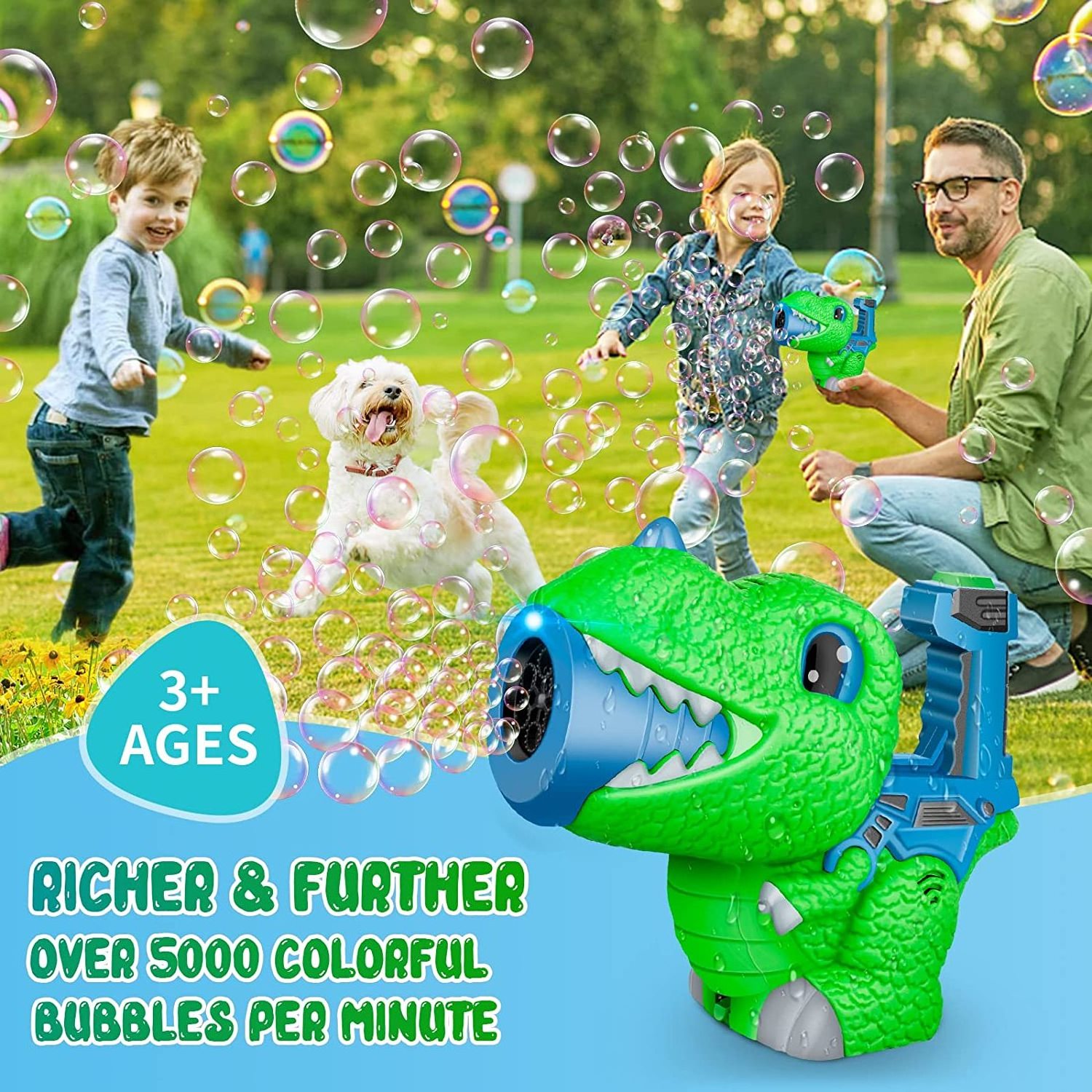 Hot Sale Indoor & Outdoors toy Soap Bubble Machine Electrical Cute Dinosaur Bubble gun for kids toddlers