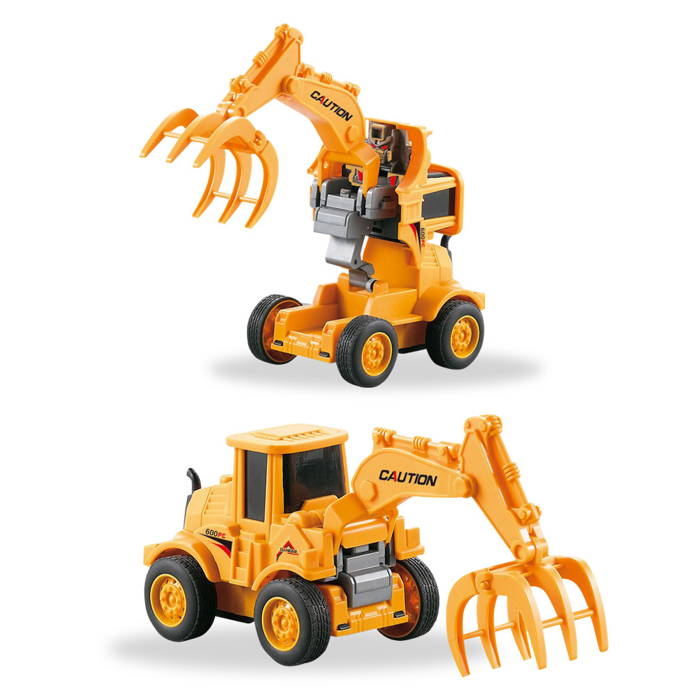 High Quality 2 in 1 Mini Plastic Bump and Go Gifts Toys Deformation Construction Vehicles Engineering Dump Truck For Boys