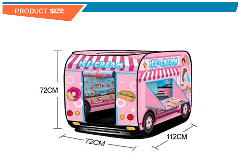 Indoor Kids Pretend Play Tent Ice Cream Truck Police Car Fire Truck Play House Pop Up Toys Tent for Kids Boys & Girls