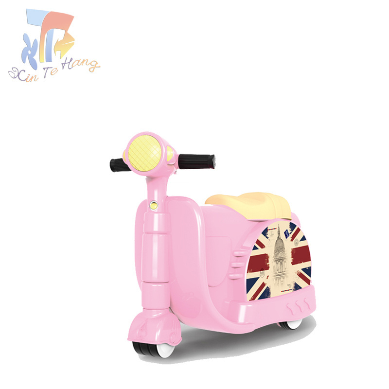 kids ride on luggage Children's Motorcycle plastic suitcase