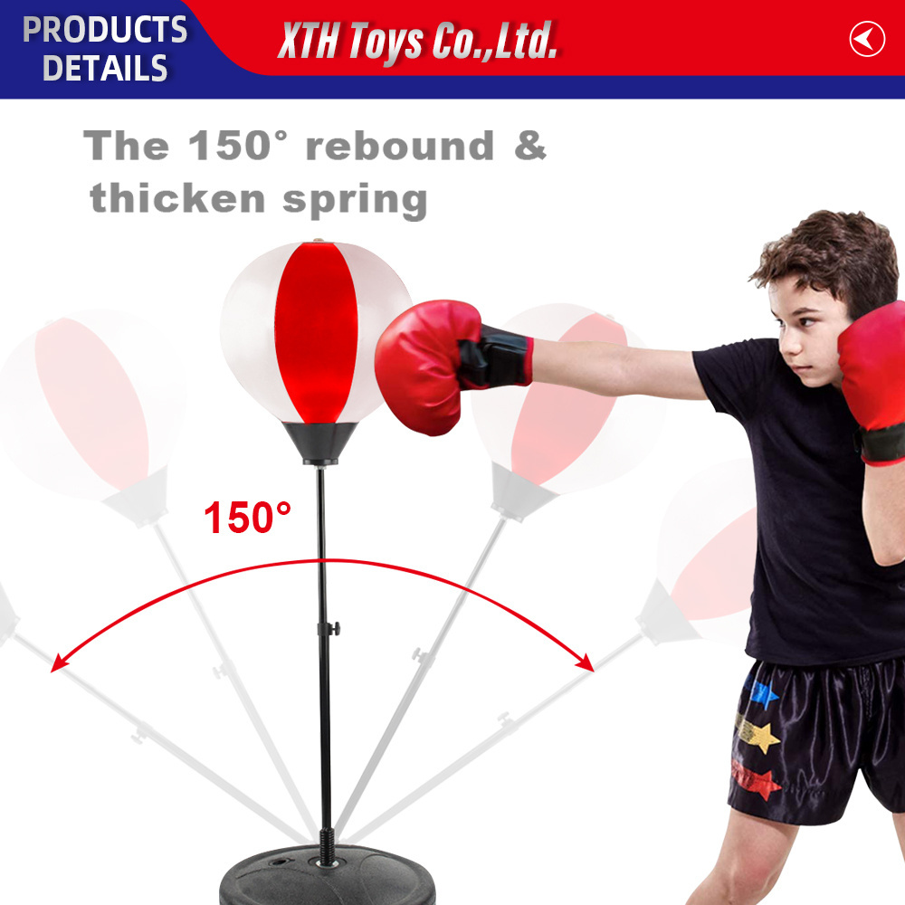 Hot Sale Sports toy  Height Adjustable Intelligent children Kids Boxing Speed Ball toy Set Hand Pump Punching Bag with Gloves