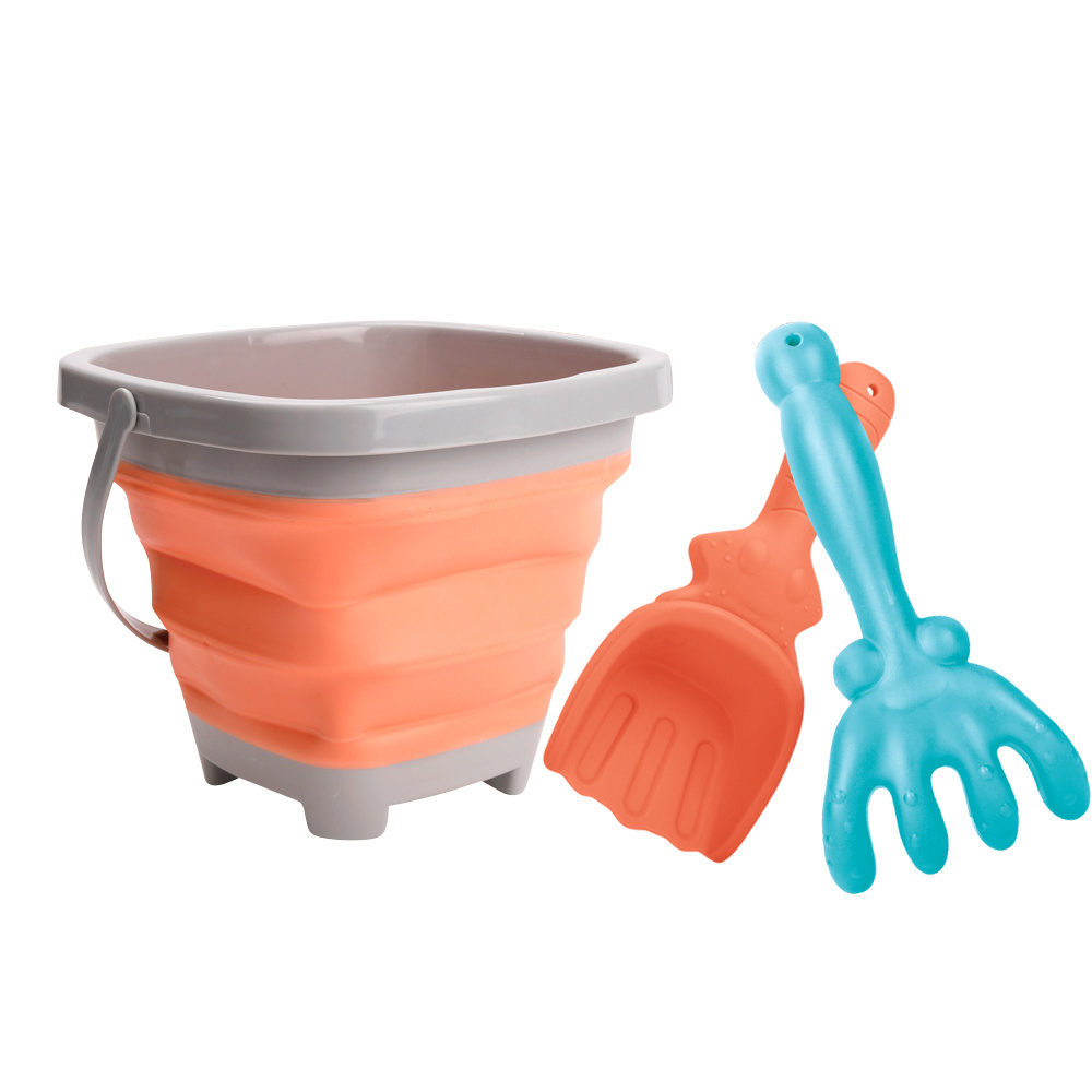 Foldable Pail Bucket with Shovels Collapsible Buckets Multi Purpose for Beach Camping Gear Beach Party Camping and Fishing