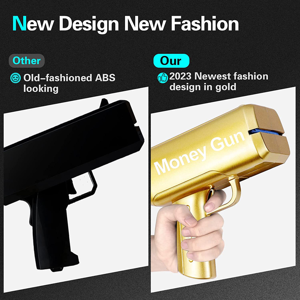 New design Gold Money Gun Shooter Make Money Cash Rain Plastic Money Spray Gun toy for party