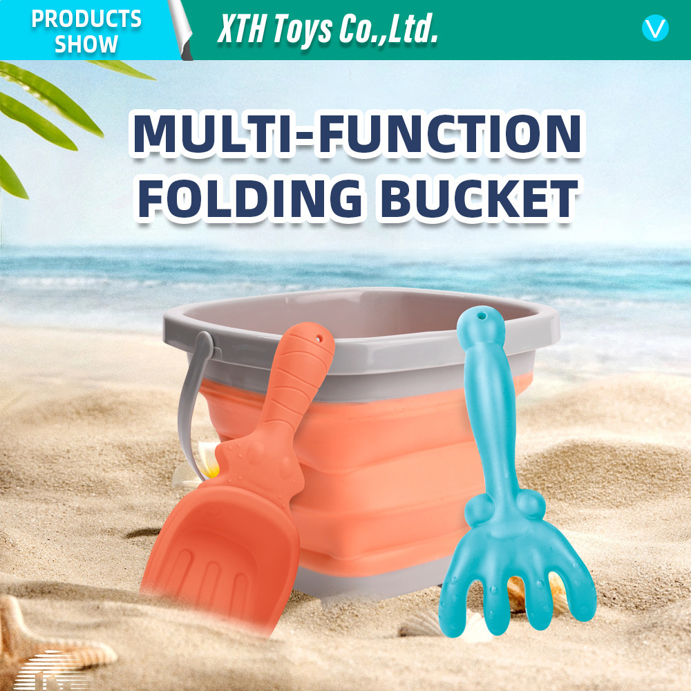 Foldable Pail Bucket with Shovels Collapsible Buckets Multi Purpose for Beach Camping Gear Beach Party Camping and Fishing