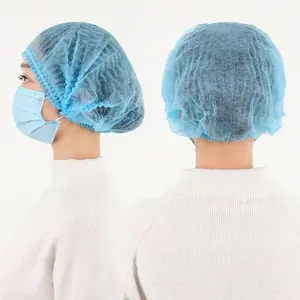 100Pack 21" Non-woven Disposable Bouffant Chef Hat Mob Cap Hair Net for Hospital Salon Spa Catering and Dust-free Workspace