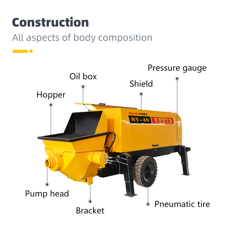 HUAYA brand electric mobile hydraulic concrete pump price mobile mini concrete pump