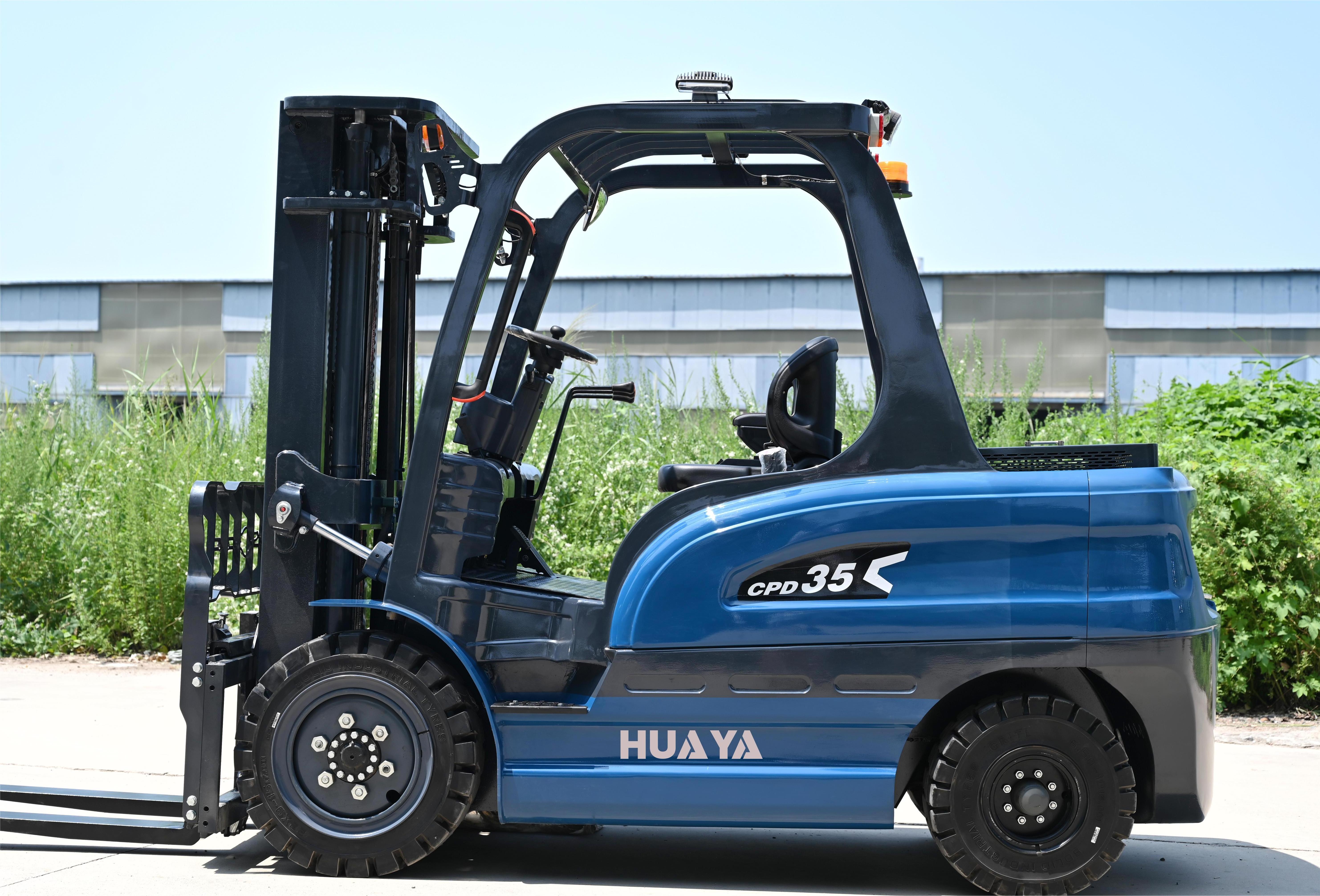 CE MSDS HUAYA popular electric forklift 3 3.5 ton CPD35 3500 kg battery forklift self loading portable electric forklift stacker