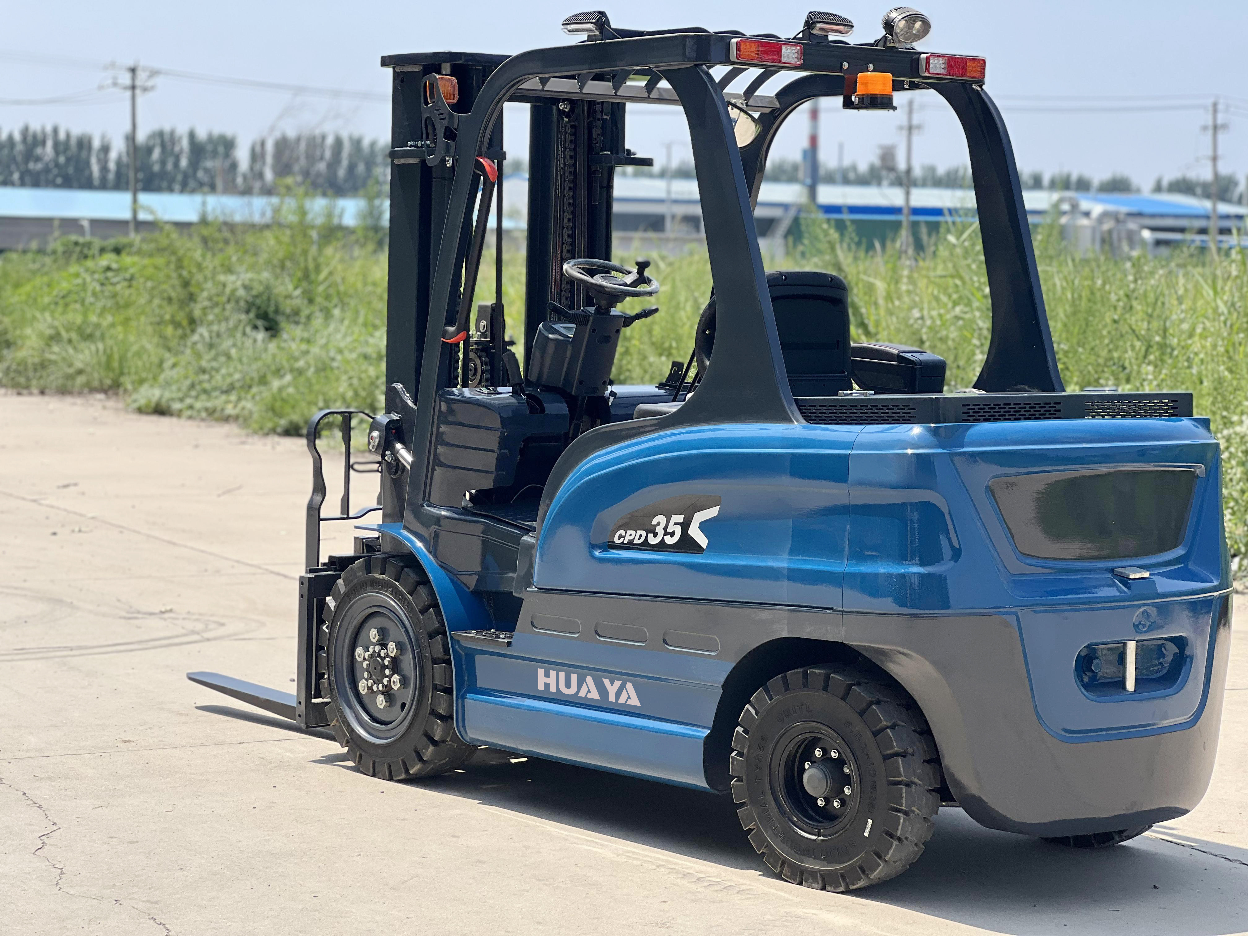 CE MSDS HUAYA popular electric forklift 3 3.5 ton CPD35 3500 kg battery forklift self loading portable electric forklift stacker