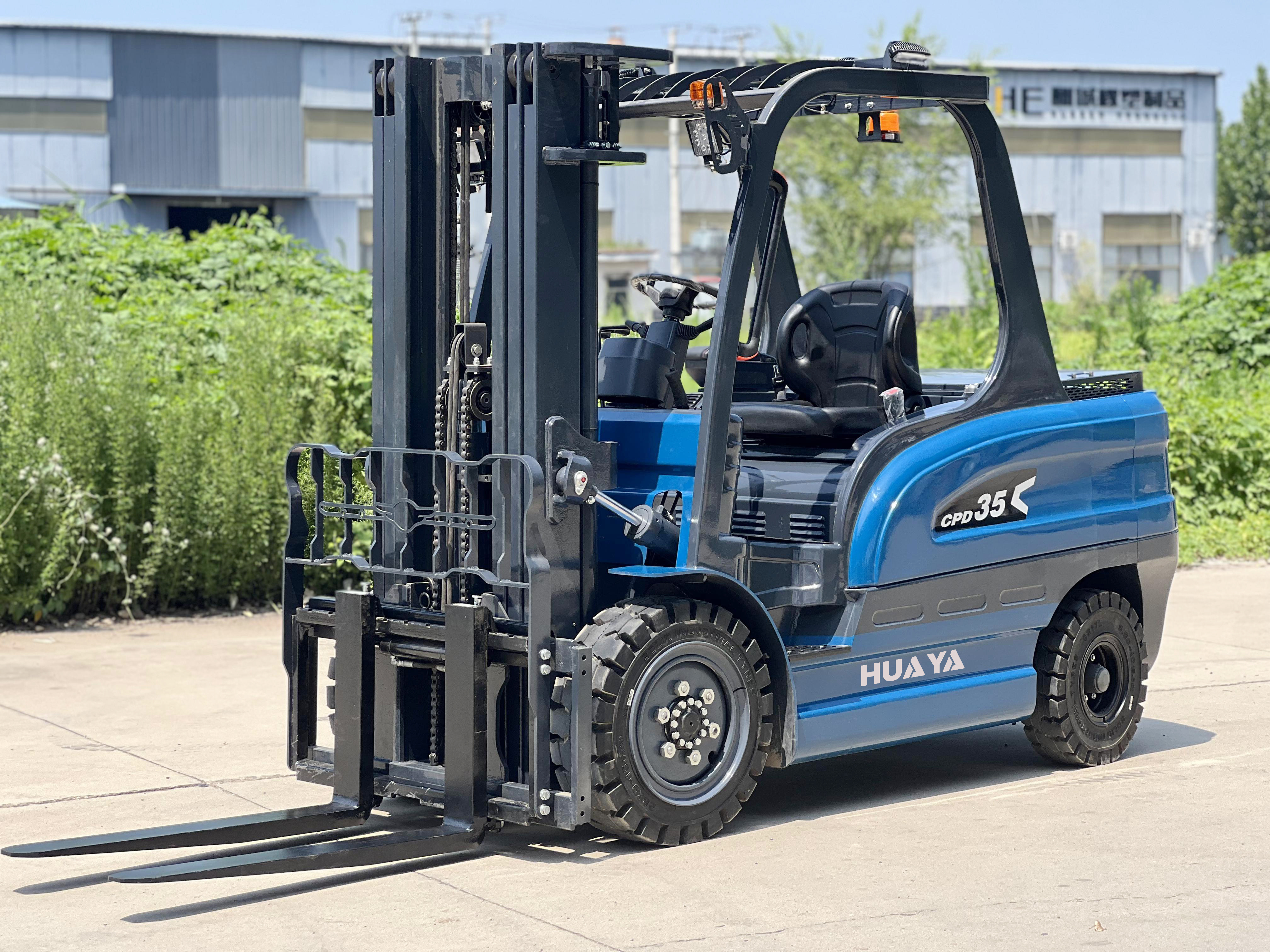 CE MSDS HUAYA popular electric forklift 3 3.5 ton CPD35 3500 kg battery forklift self loading portable electric forklift stacker