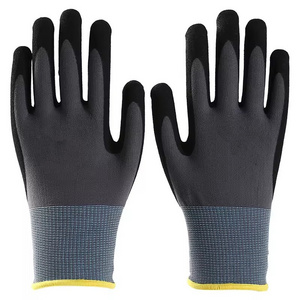 Good Flex 15G Nylon Spandex Work Safety Gloves Black NBR Palm Coated Nitrile Men Hard Work Gloves