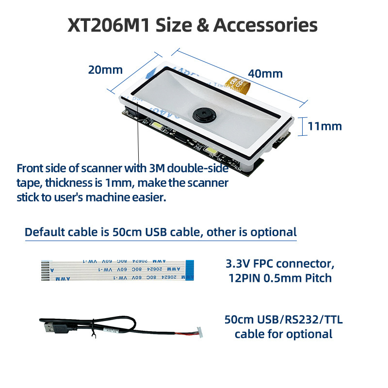 XT206M1 XTIOT Factory Turnstile QR Code Reader Vending Machine Embedded QR Code Scanner USB EU Green Pass