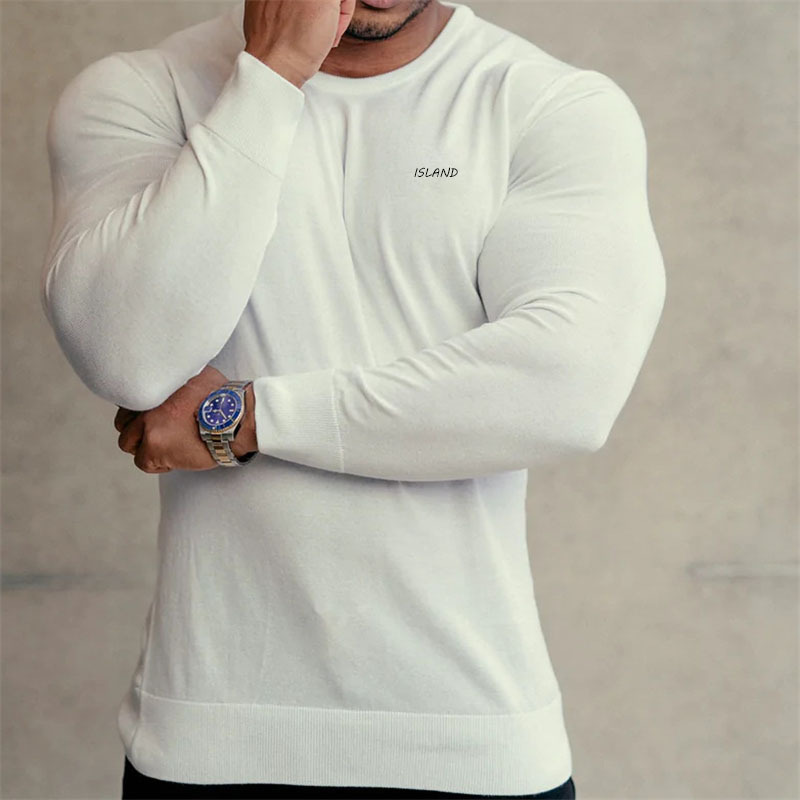 custom printing logo 95 cotton 5 elastane t-shirt athletic wear sport fitness workout gym slim muscle fit long sleeve t shirt